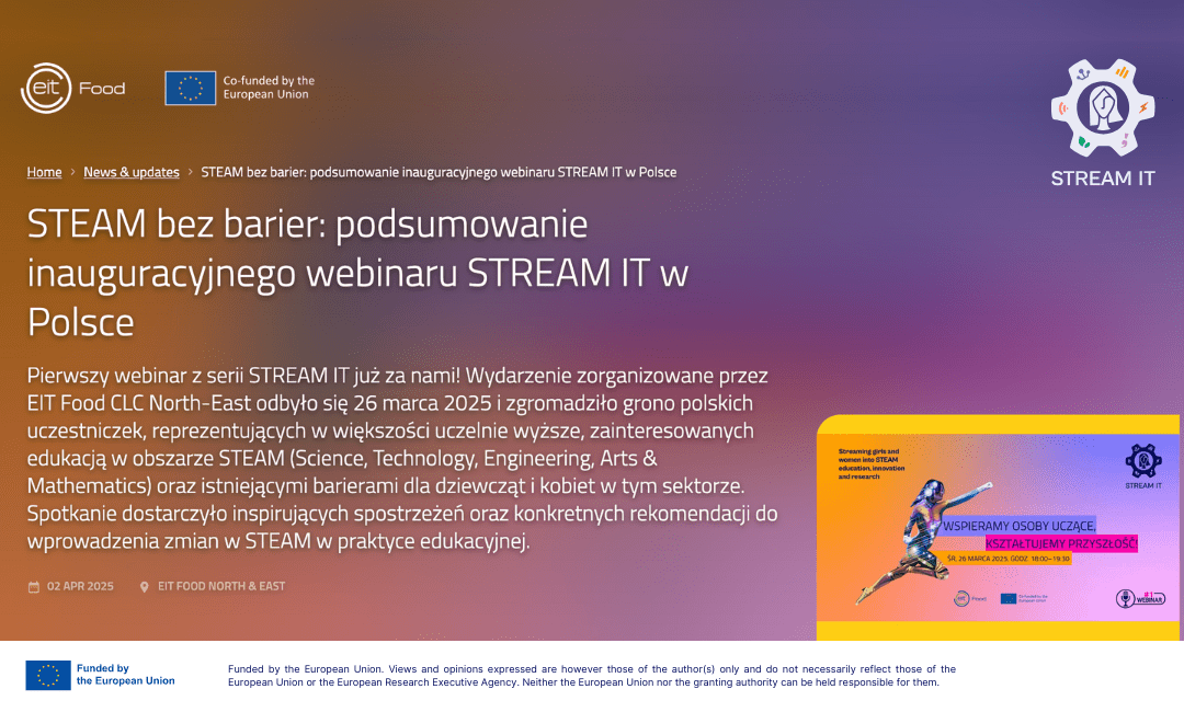 STEAM Without Barriers: Summary of the Inaugural STREAM IT Webinar in Poland